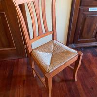 Set di 6 sedie in legno con seduta in paglia