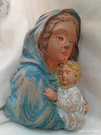 Scultura lignea Madonna Bambino XIX secolo