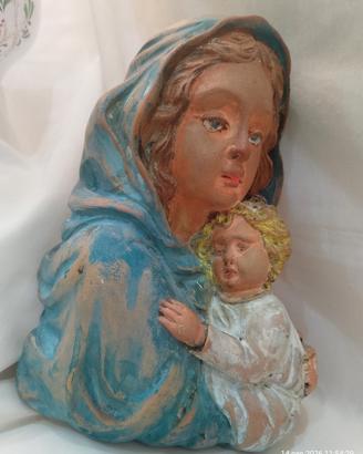 Scultura lignea Madonna Bambino XIX secolo