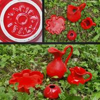 set vasi design anni 70 rossi,si spedizione 