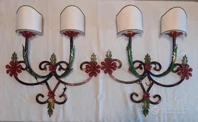 2 applique ferro battuto 2 bracci