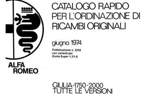 Per Alfa Romeo d'epoca Catalogo Ricambi vedi