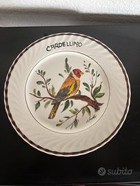 Piatti decorativi cardellino 1978 Dipinto a mano