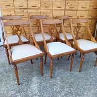 6 Sedie a Gondola in noce in stile Biedermeier
