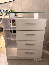 Mobile Moderno bianco lucido con top in vetro