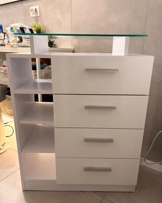 Mobile Moderno bianco lucido con top in vetro