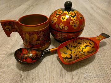 Set vintage Khokhloma originale URSS 1988