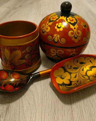 Set vintage Khokhloma originale URSS 1988