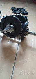 set  2 manubri  e bilanciere 30kg