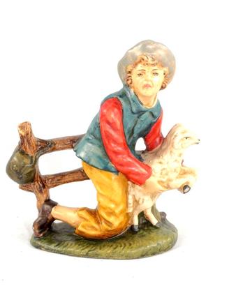 Statua Pastorello Pecora Presepe Cartapesta 20cm