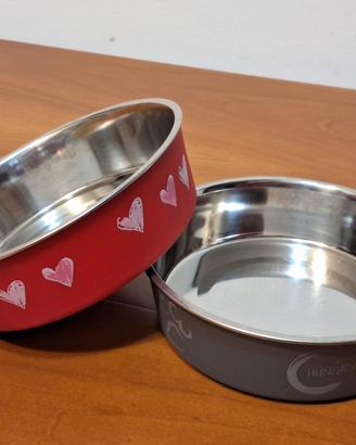 2 Ciotole Acciaio Inox antiscivolo Gatti o Cani