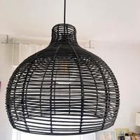 lampadario grande in vimini nero