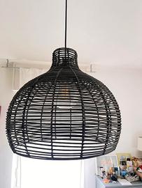 lampadario grande in vimini nero