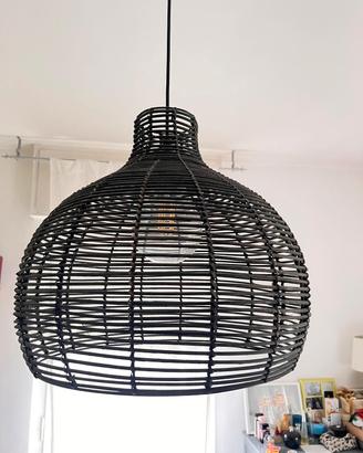 lampadario grande in vimini nero