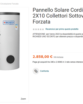 Kit Solare Termico CORDIVARI 200 Litri Completo
