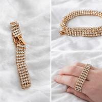 braccialetto per donna/uomo con strass dorato 