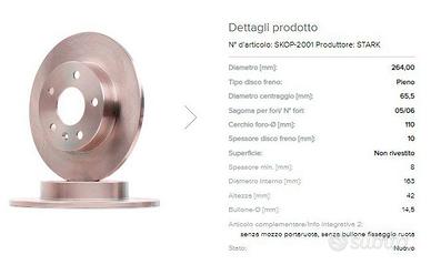 disco freno nuovo mai usato posteriore OPEL STARK