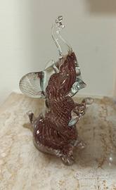Statuina Elefante in vetro di Murano screziato