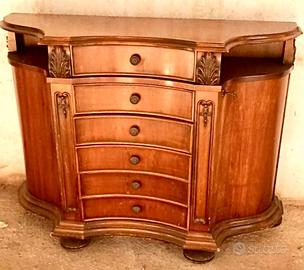 Cassettiera con cassetti e antine in legno