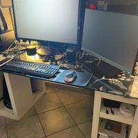 Scrivania Ikea con Piano in Vetro Temperato Decora