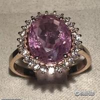 ANELLO ORO ROSA 18kt. DIAMANTI E ZAFFIRO ROSA 3,86
