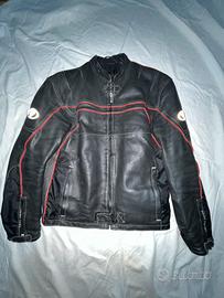 Giacca Moto Pelle Nera e Rossa
