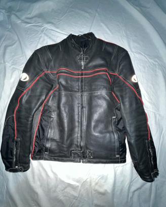 Giacca Moto Pelle Nera e Rossa