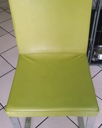  SEDIE pelle vera gambe acciaio inox