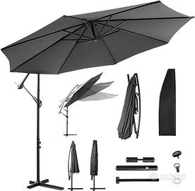 Ombrellone da giardino a sbalzo, con manovella