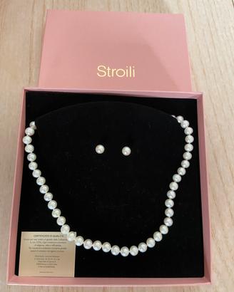 Parure collana e orecchini perle