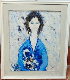 dipinto a spatola ritratto femminile Novecento