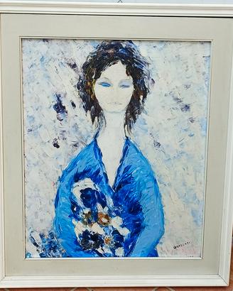 dipinto a spatola ritratto femminile Novecento