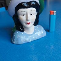 Mezzo busto di donna in ceramica vintage 