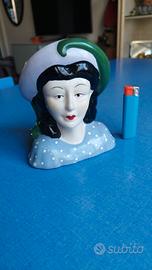 Mezzo busto di donna in ceramica vintage 