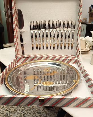 Set da dolce FBG-Acciao 18/10 con dettagli in oro