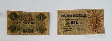 Coppia banconote 1 Lira dell' 800