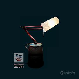 Lampada cestino con braccio e paralume