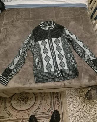 Maglione Uomo Zip Fantasia Geometrica