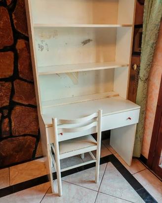 Scrivania Vintage Anni '80 con Libreria + Sedia