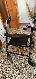 Deambulatore rollator con 4 ruote pieghevole