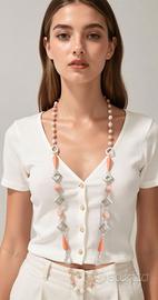 Collana: argento, argento indiano, giada, resina