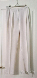 Pantaloni eleganti donna bianco con pieghe leggero