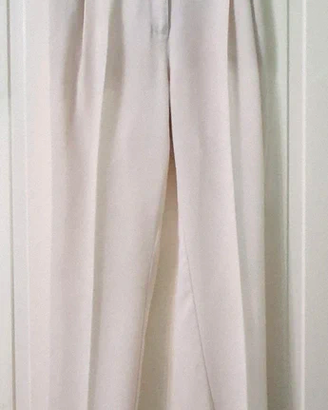 Pantaloni eleganti donna bianco con pieghe leggero