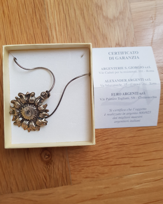 Collana argento con girasole