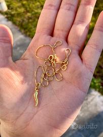 Collana con ciondolo cornetto argento dorato