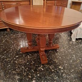 Tavolo rotondo legno massello allungabile con sedi