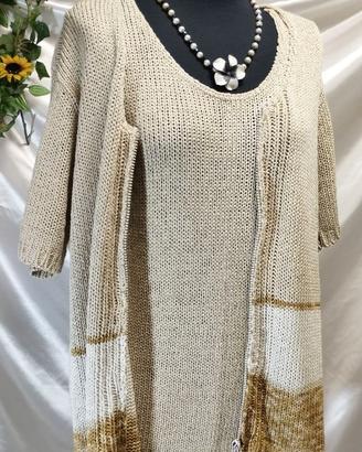 Completo Cardigan Golf + top donna beige Artigiana