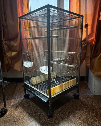 Gabbia Voliera per Uccelli - 90x46 - Accessoriata