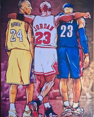 Michael Jordan, Kobe Bryant, LeBron James quadro