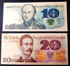 POLONIA banconote zloty in blocco